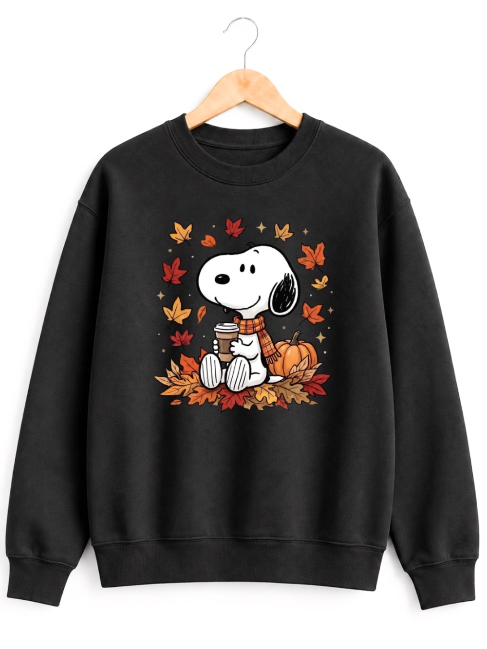 Black Snoopy Fall Graphic Sweatshirt - Men